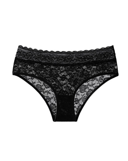 Women's Mid-waist Sexy Floral Lace Colorblock Breathable Panties