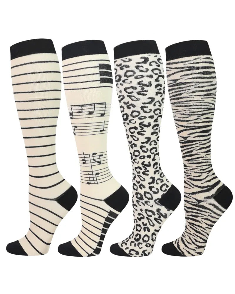 4 Pairs High-Elastic Breathable Sports Calf Compression Socks