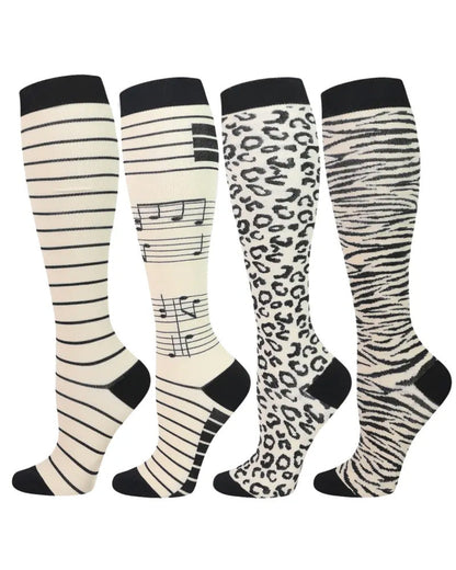 4 Pairs High-Elastic Breathable Sports Calf Compression Socks
